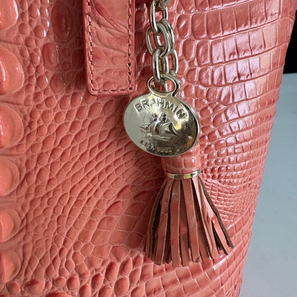 Brahmin Creamsicle Embossed Leather Tote - Picture 4 of 10